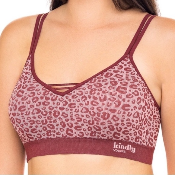 Kindly Yours caged v-neck seamless leopard print bralette size XXXL - Picture 9 of 10